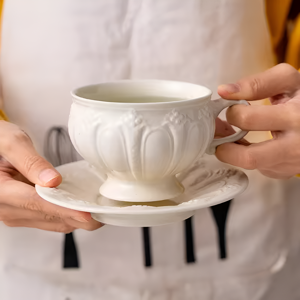 CREAM ELEGANCE KAHVE FİNCAN TAKIMI - Cece Decór